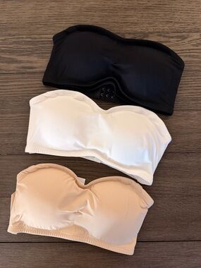 Strapless Smooth Bandeau Bra - Black, White & Nude